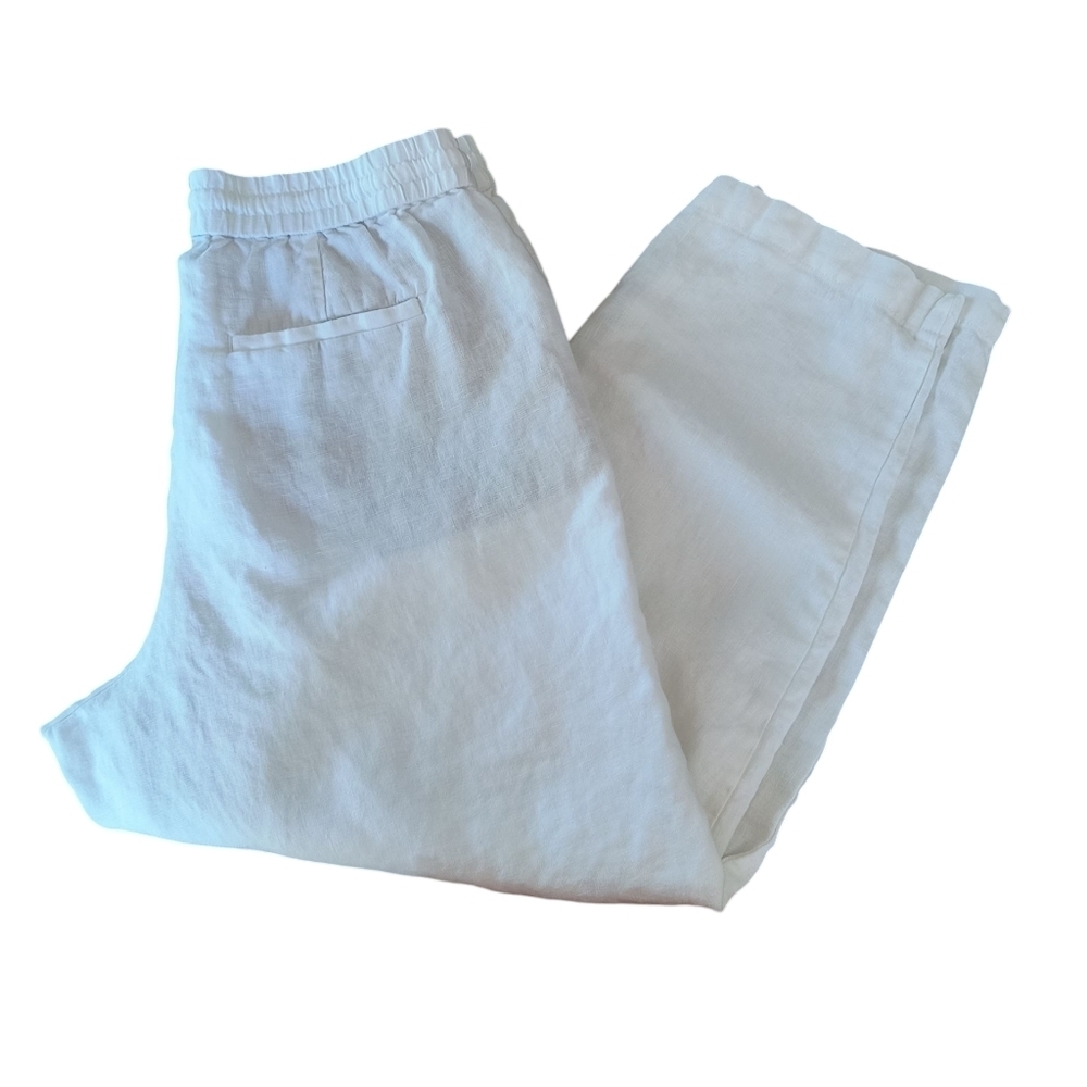 Talbot White 100% Linen Pants Size 8